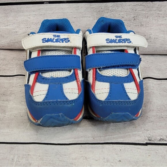 Smurf Sneakers Velcro Straps Kids Size 8 - Picture 10 of 11